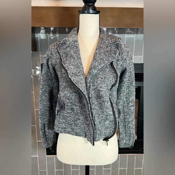 Tahari Wool Asymmetrical Zip Moto Gray Jacket XS - Picture 2 of 7